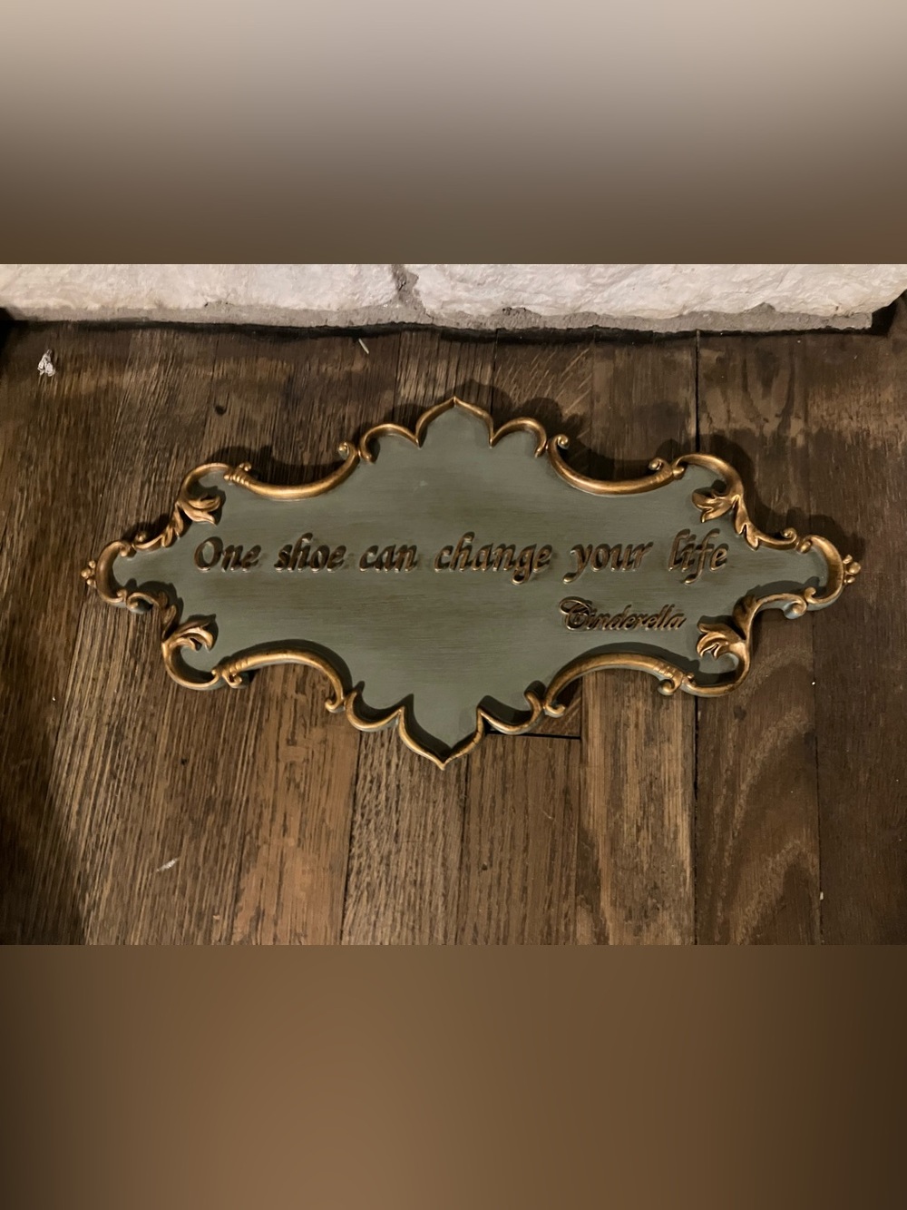 Cinderella One Shoe Can Change Your Life Inspired Sign Plaque Green/Blue Gold